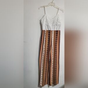 Jumpsuit wide leg  in a bohemian or resort wear style